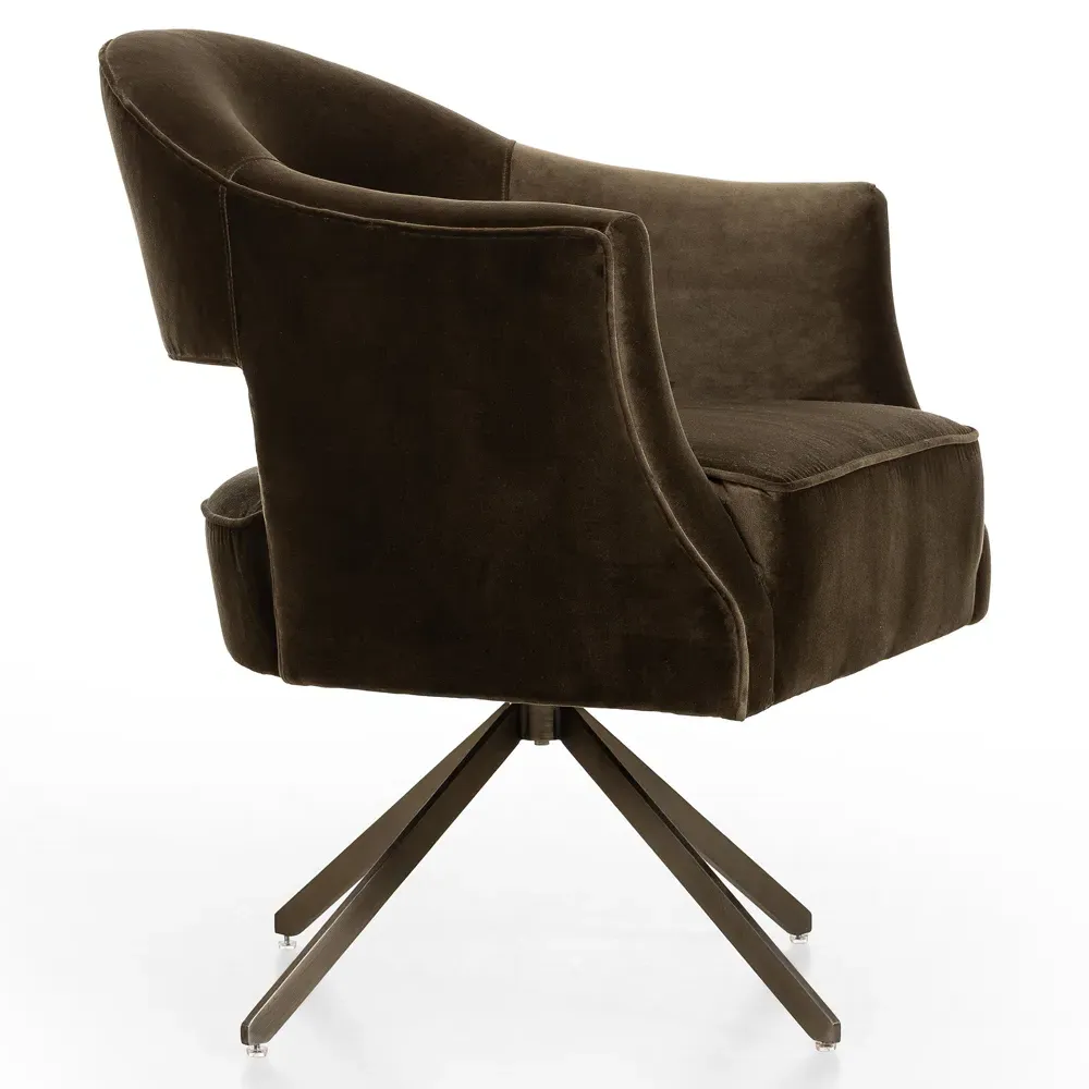Alexis Swivel Desk Chair - Olive Green, Velvet