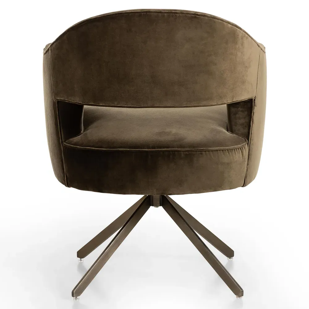 Alexis Swivel Desk Chair - Olive Green, Velvet
