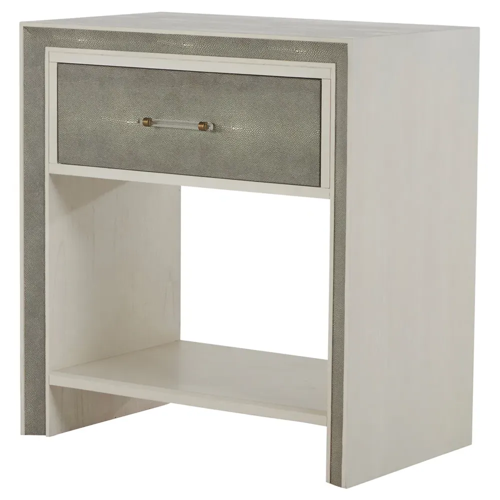 Alford Nightstand - White, Faux Shagreen