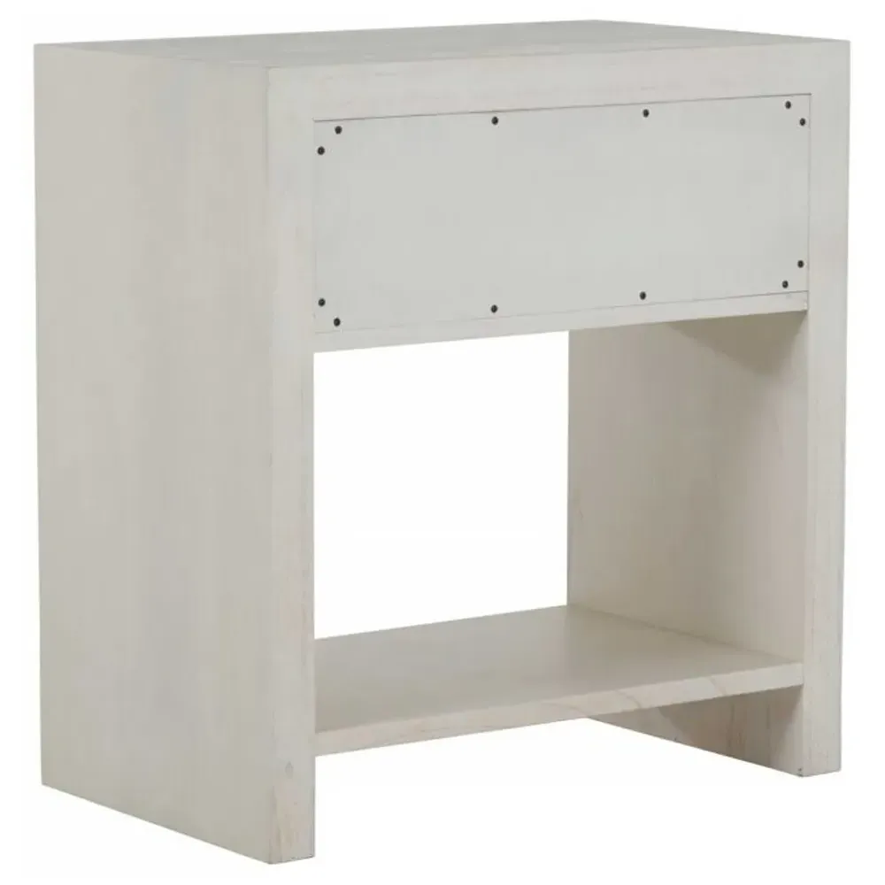 Alford Nightstand - White, Faux Shagreen