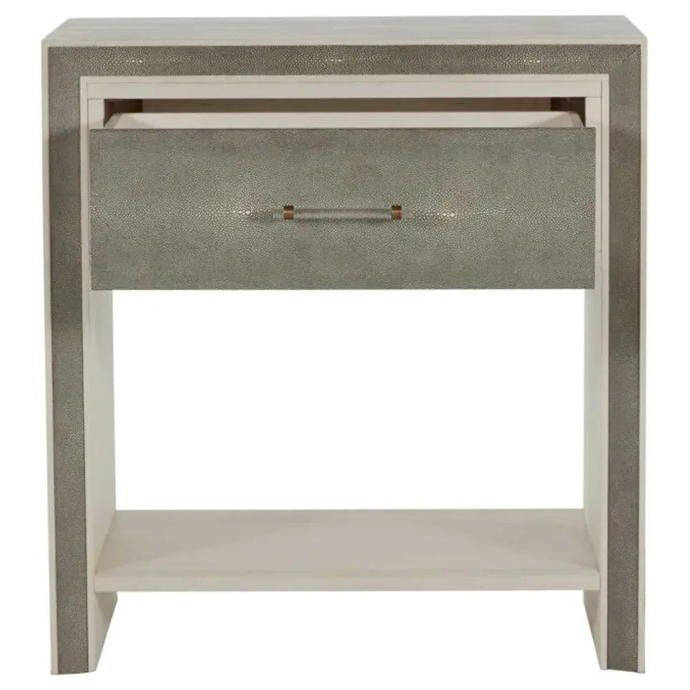 Alford Nightstand - White, Faux Shagreen
