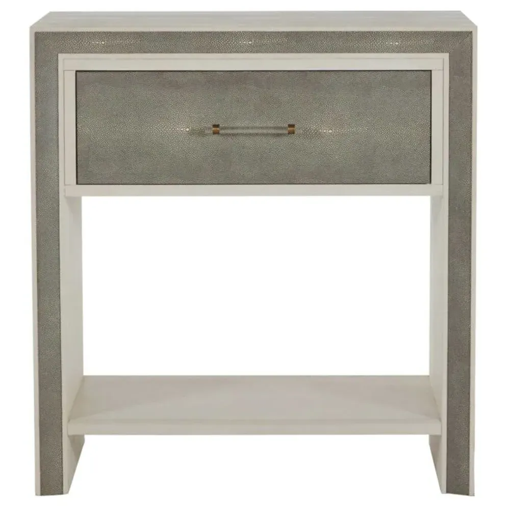 Alford Nightstand - White, Faux Shagreen