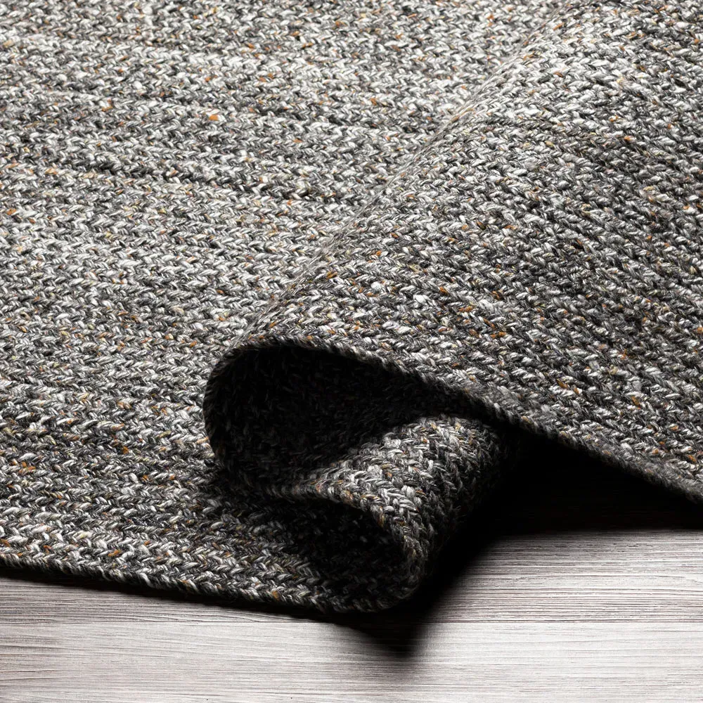 Ali Textured Solid Rug - Dark Grey, PET