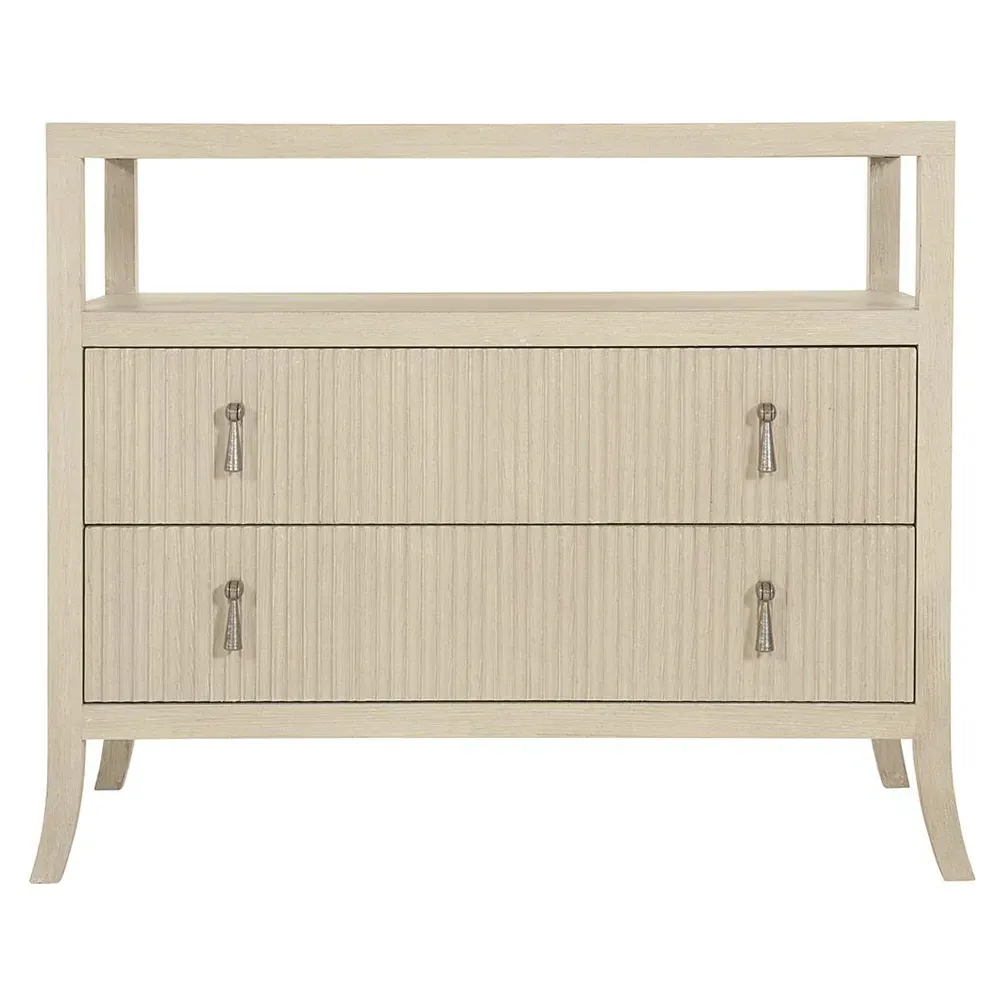 Alice Two Drawer Bachelor Chest with Open Shelf - Beige, Oak