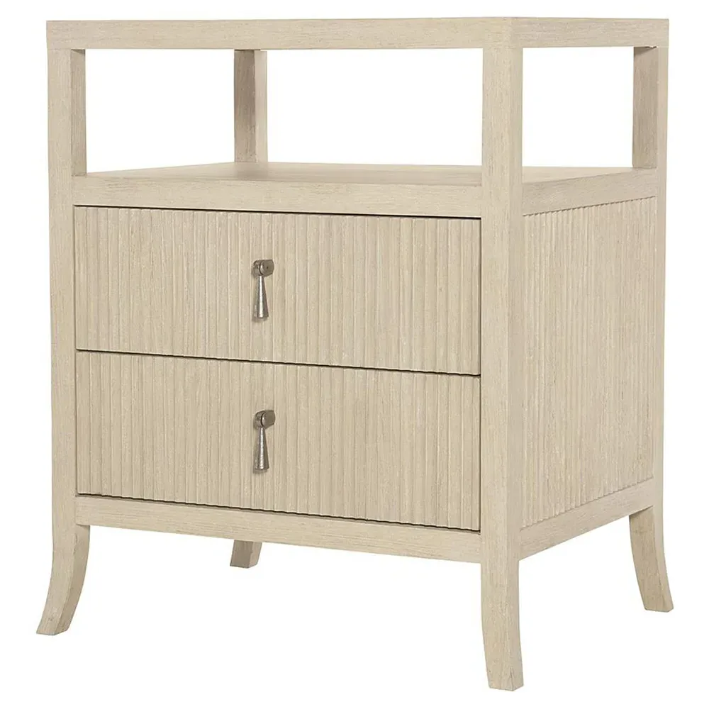 Alice Two Drawer Nightstand with Open Shelf - Beige, Oak