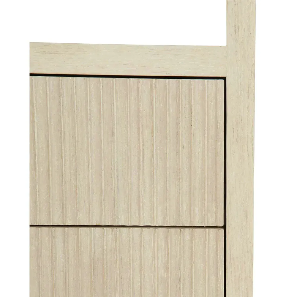 Alice Two Drawer Nightstand with Open Shelf - Beige, Oak