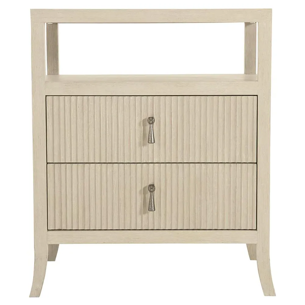 Alice Two Drawer Nightstand with Open Shelf - Beige, Oak image