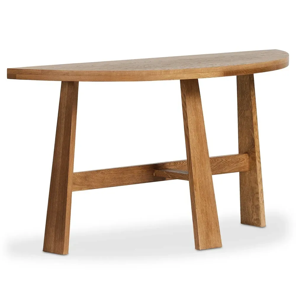 Alicia Demilune Console Table - Light Brown, Oak