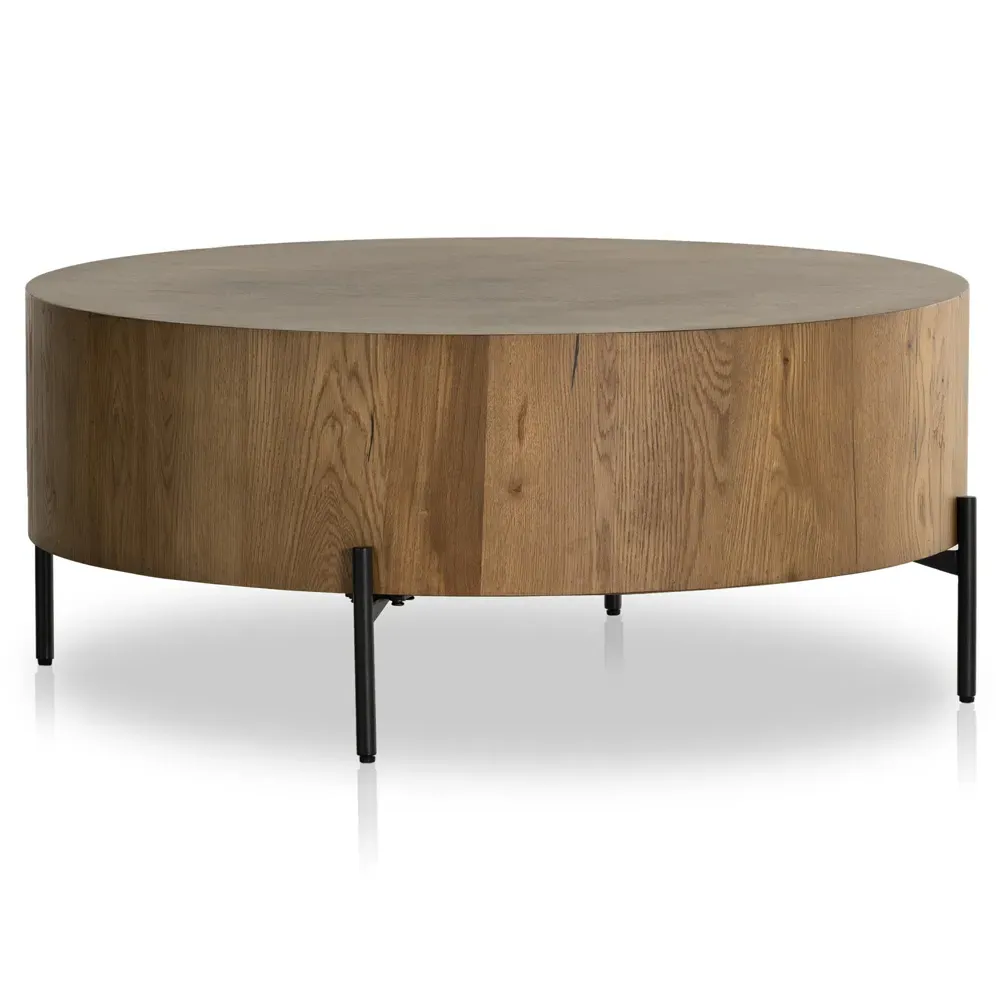 Alina Round Coffee Table - Dark Brown, Oak