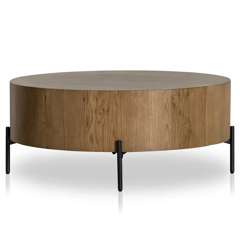 Alina Round Coffee Table - Dark Brown, Oak