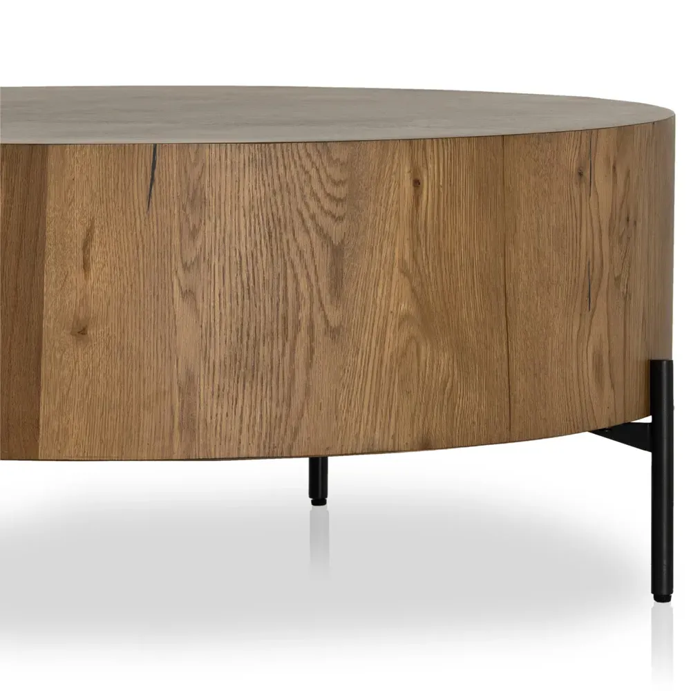 Alina Round Coffee Table - Dark Brown, Oak