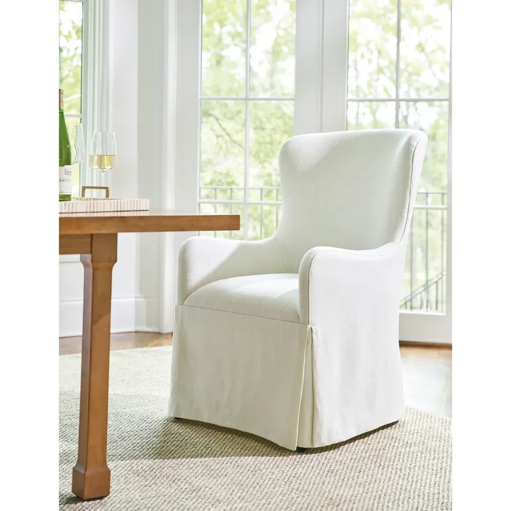 Aliso Dining Arm Chair - White, Performance Fabric
