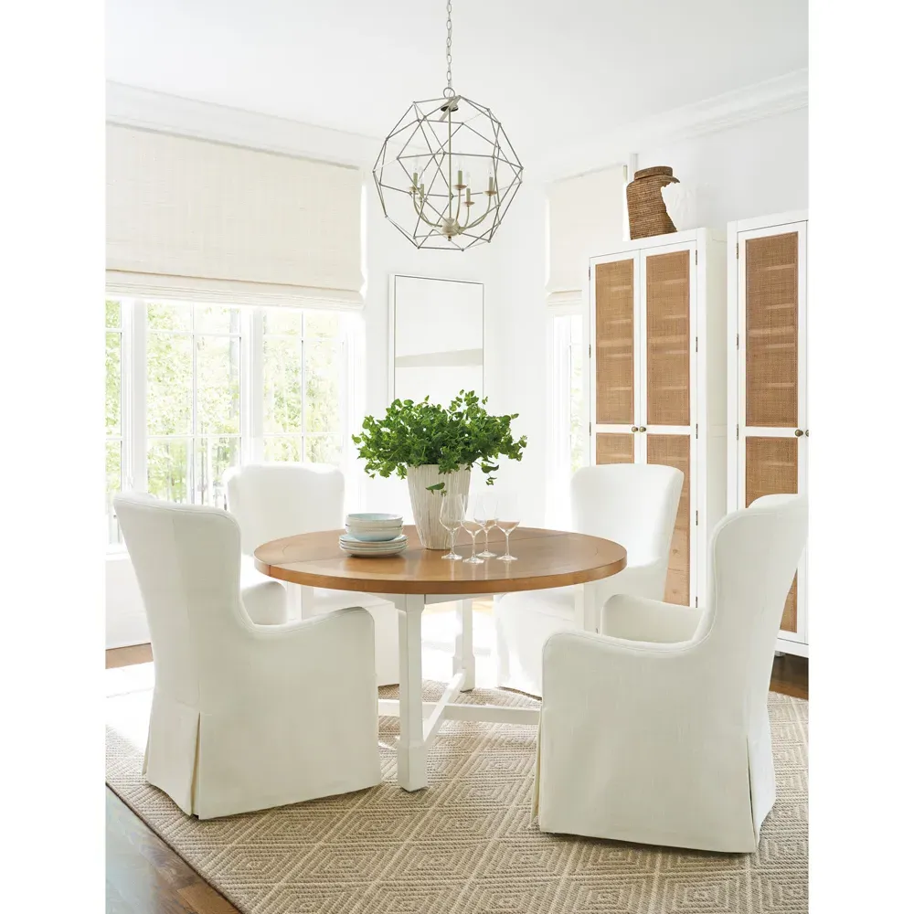 Aliso Dining Arm Chair - White, Performance Fabric