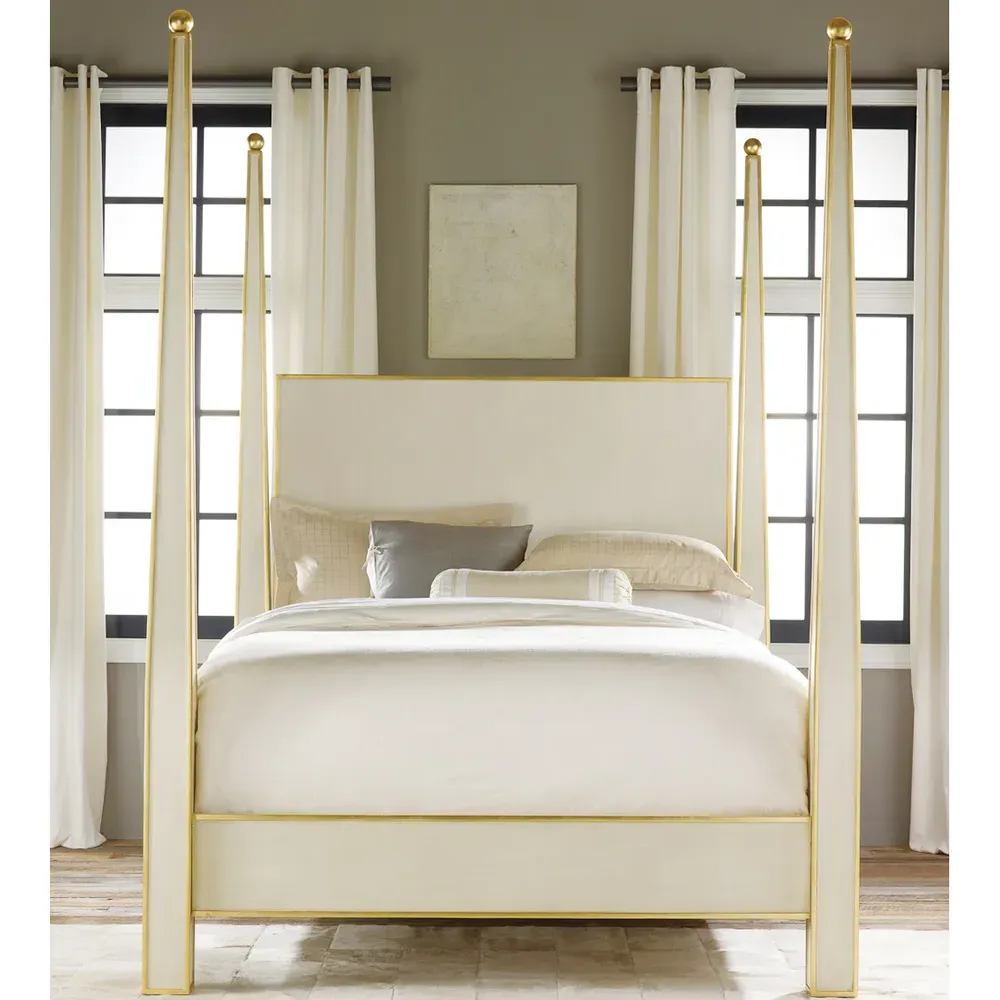 Alissa Queen Size 4-Poster Bed - Antique White, Wood