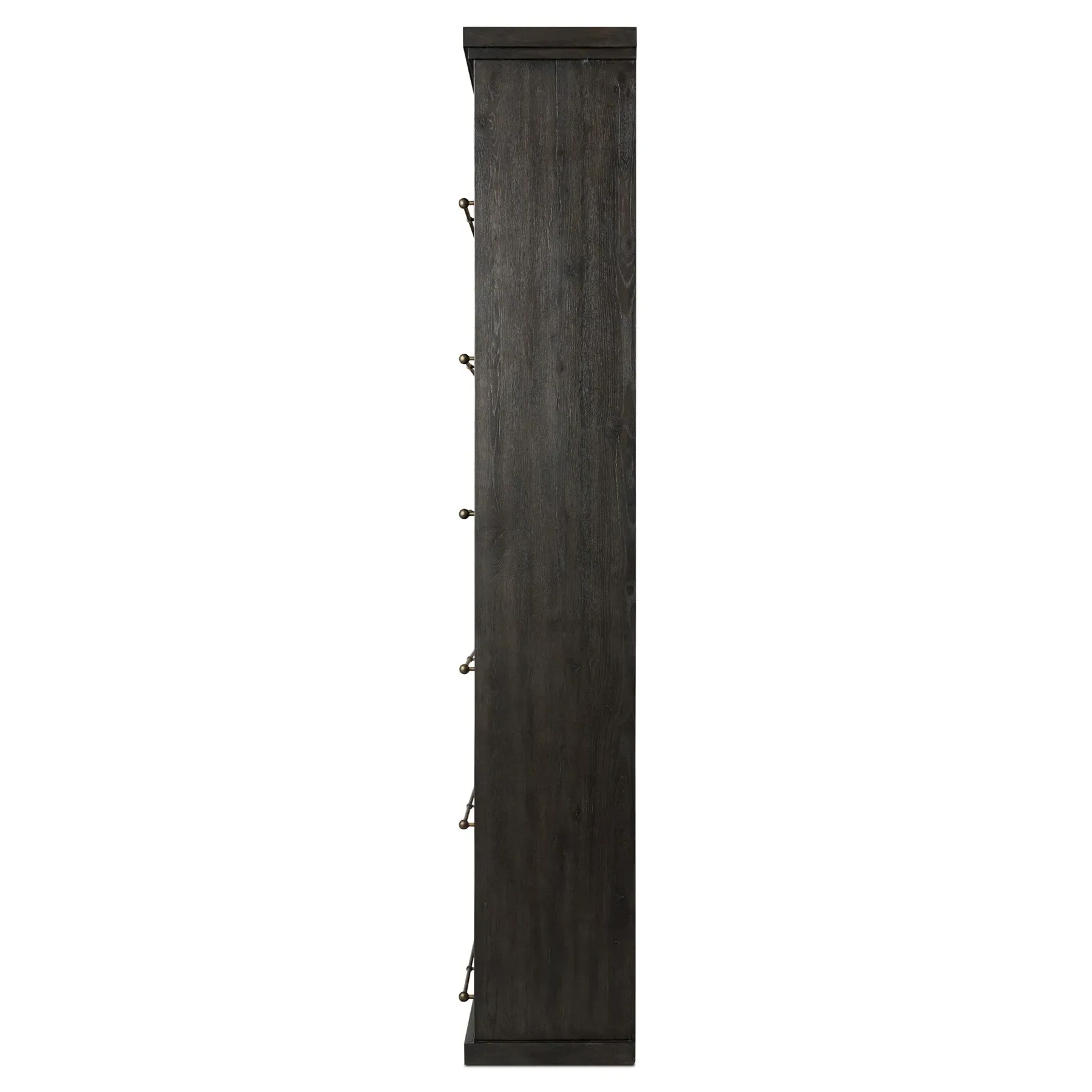Alistair Bookcase with Brass Railings - Smoked Black, Oak
