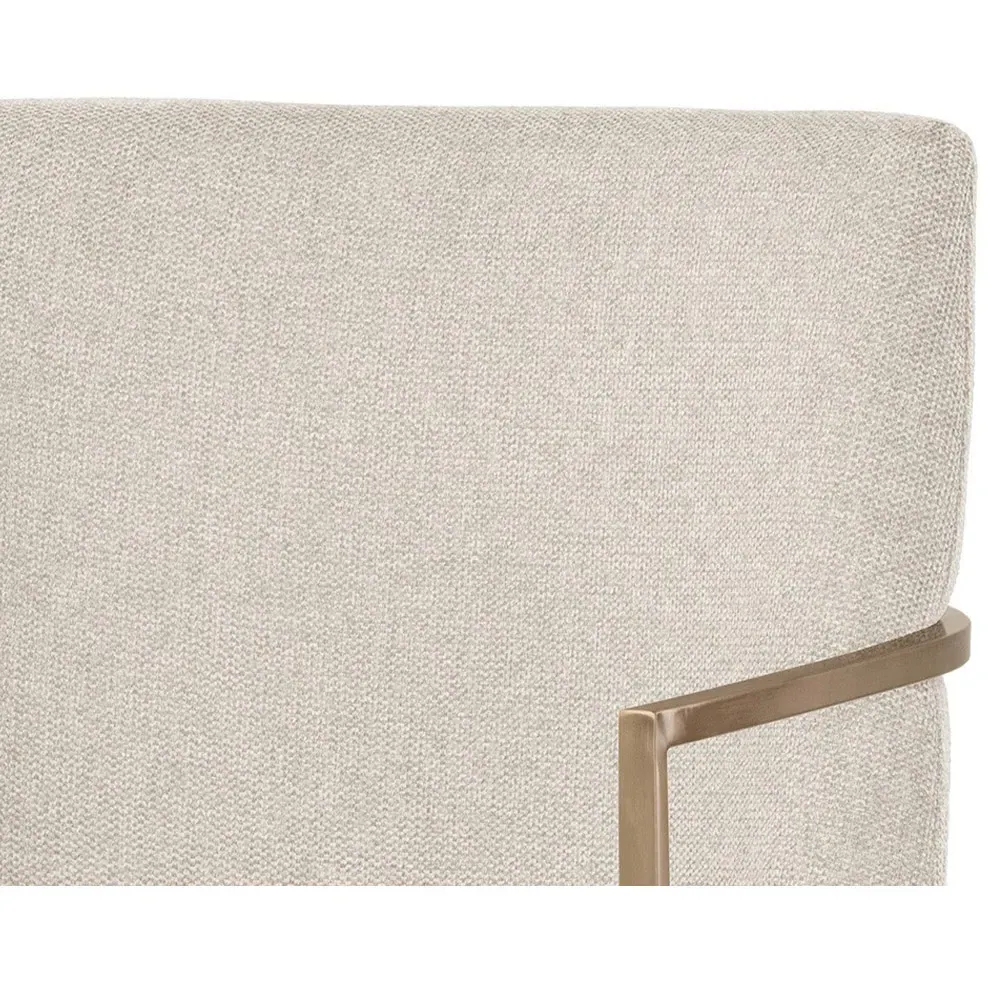 Aliyah Dining Arm Chair - Oatmeal Beige, Stainless Steel