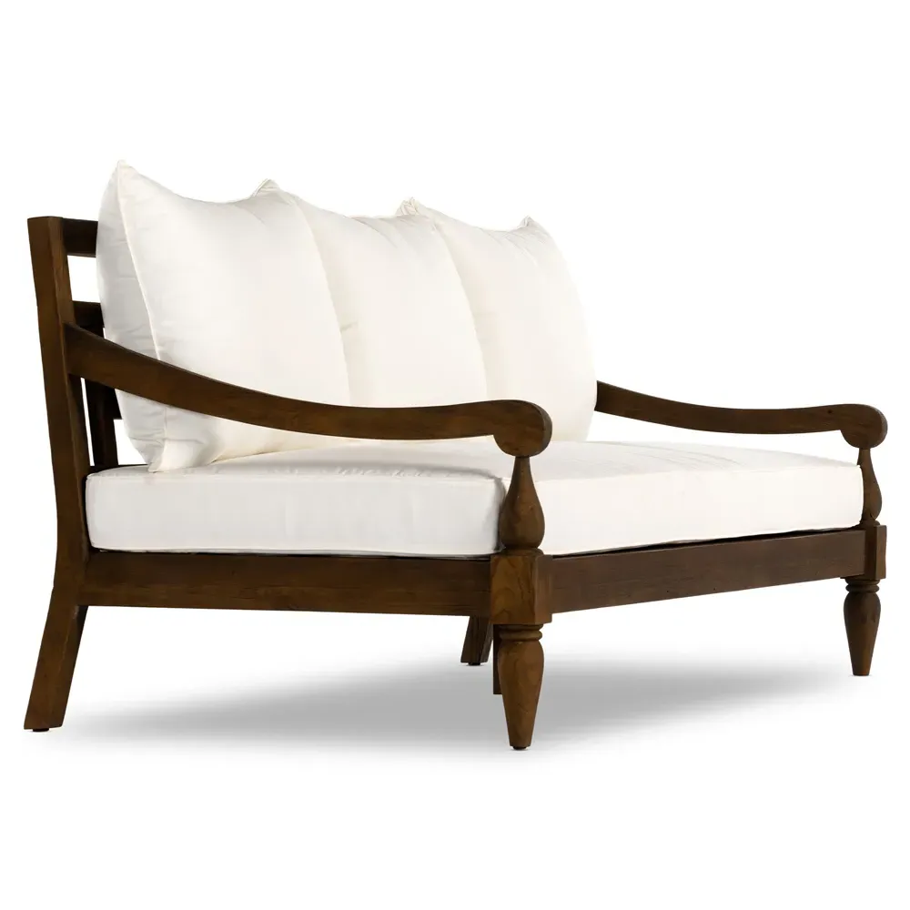 Allan 86-Inch Outdoor Sofa with Cushion - White, Teak