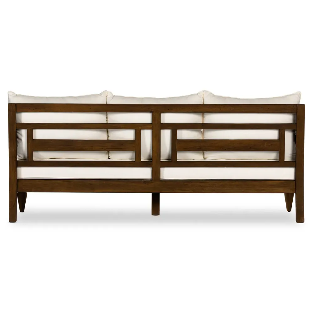 Allan 86-Inch Outdoor Sofa with Cushion - White, Teak