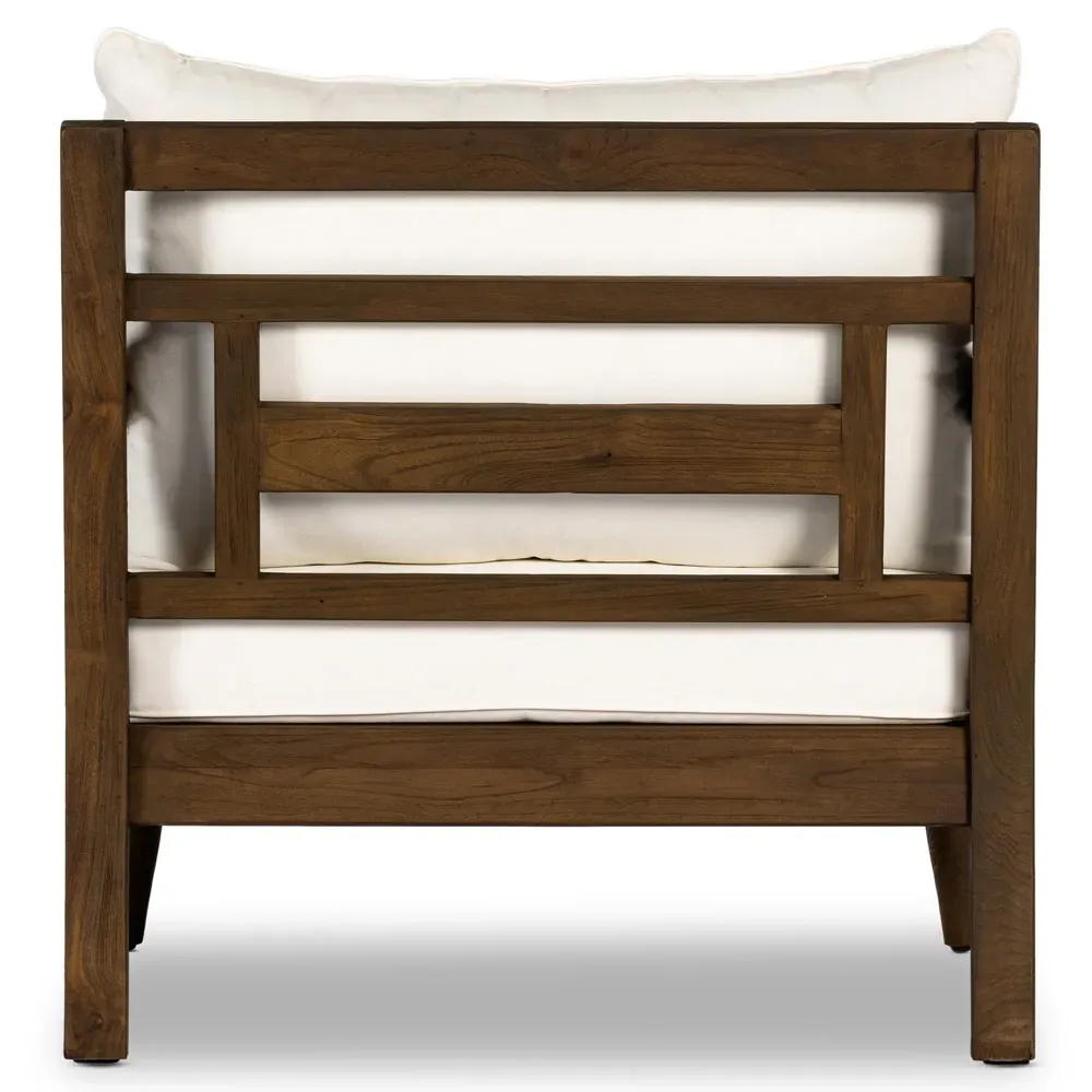 Allan Outdoor Arm Chair with Cushion - White, Teak