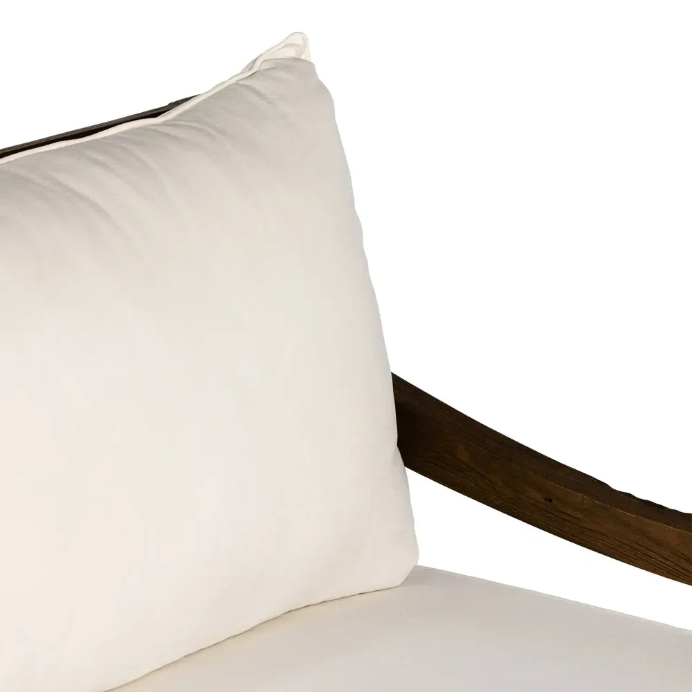 Allan Outdoor Arm Chair with Cushion - White, Teak