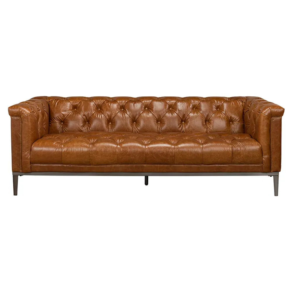 Allan Tufted Sofa - Brown, Leather image
