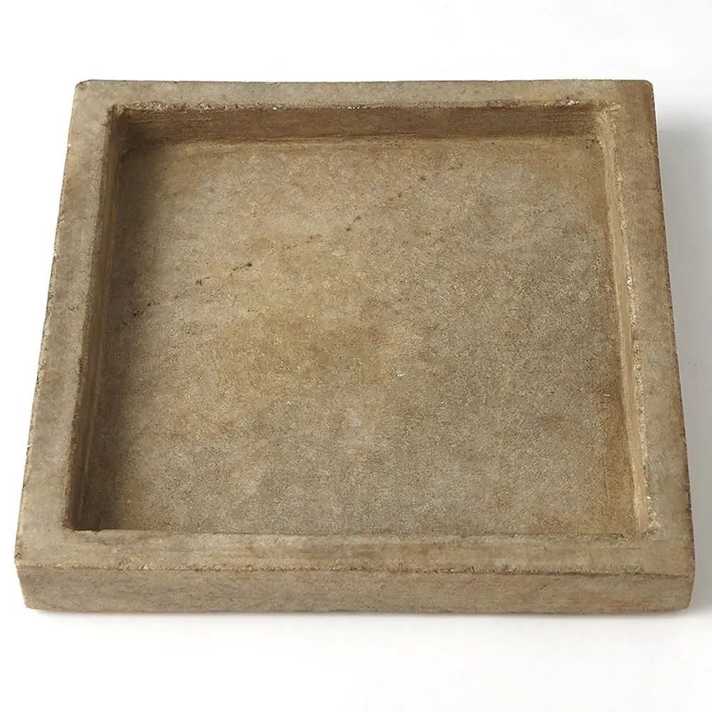 Allegra Square Decorative Tray - White, Marble