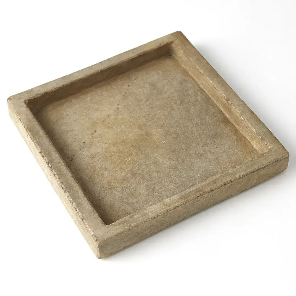Allegra Square Decorative Tray - White, Marble
