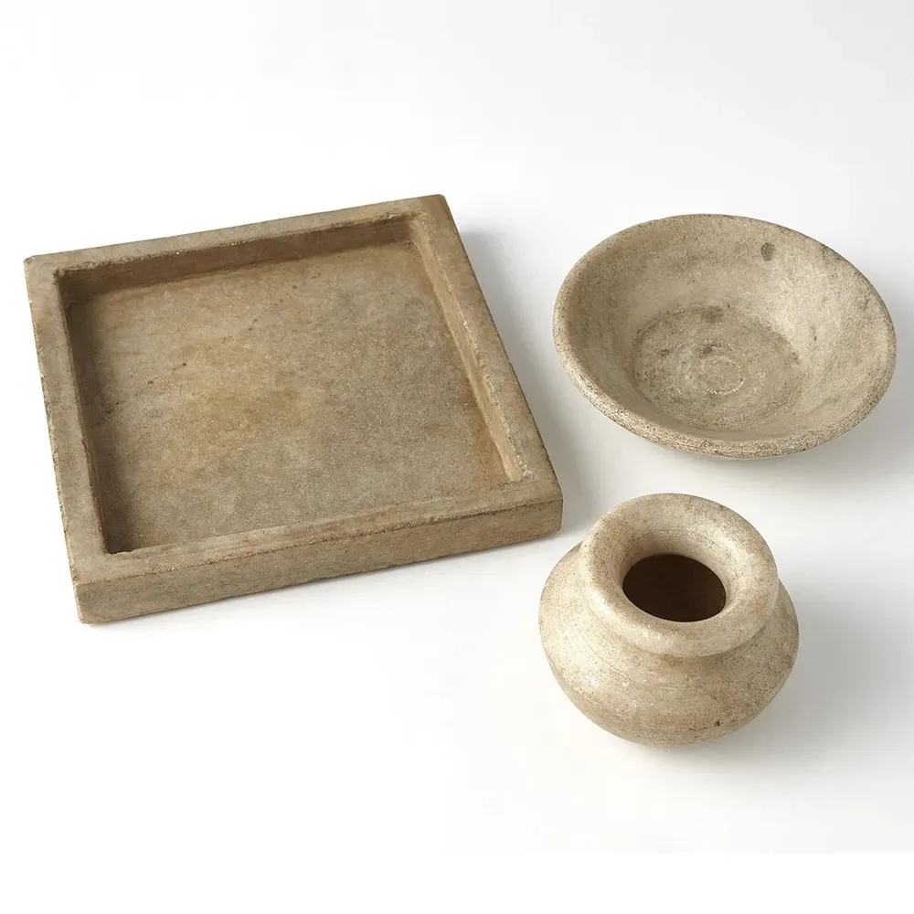 Allegra Square Decorative Tray - White, Marble