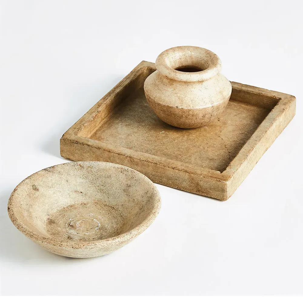 Allegra Square Decorative Tray - White, Marble