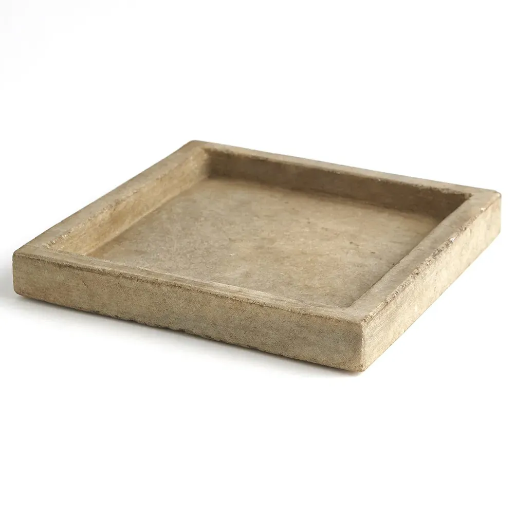Allegra Square Decorative Tray - White, Marble
