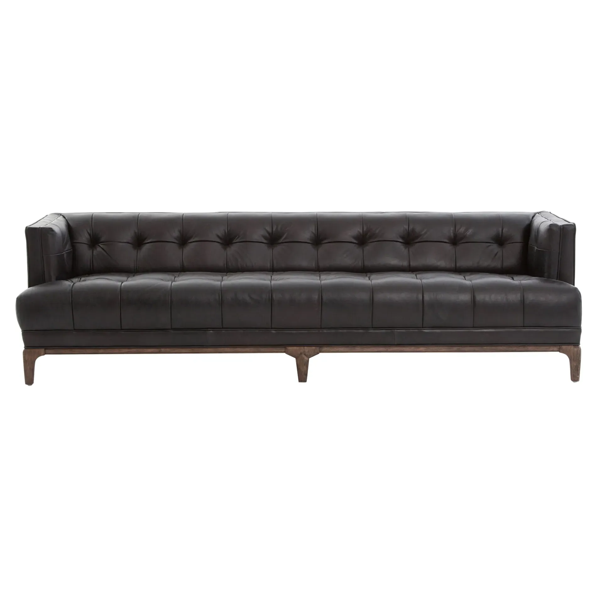 Allen 3-Seater Tufted Sofa - Black, Leather