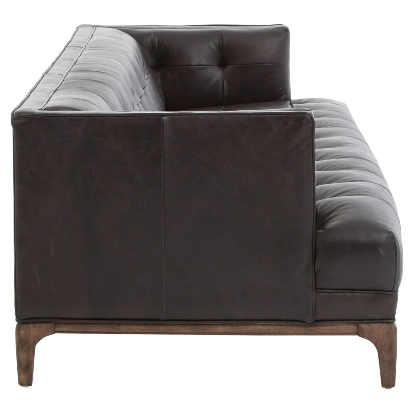 Allen 3-Seater Tufted Sofa - Black, Leather