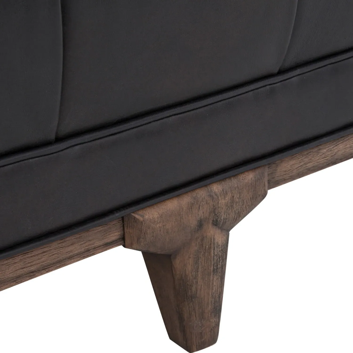 Allen 3-Seater Tufted Sofa - Black, Leather