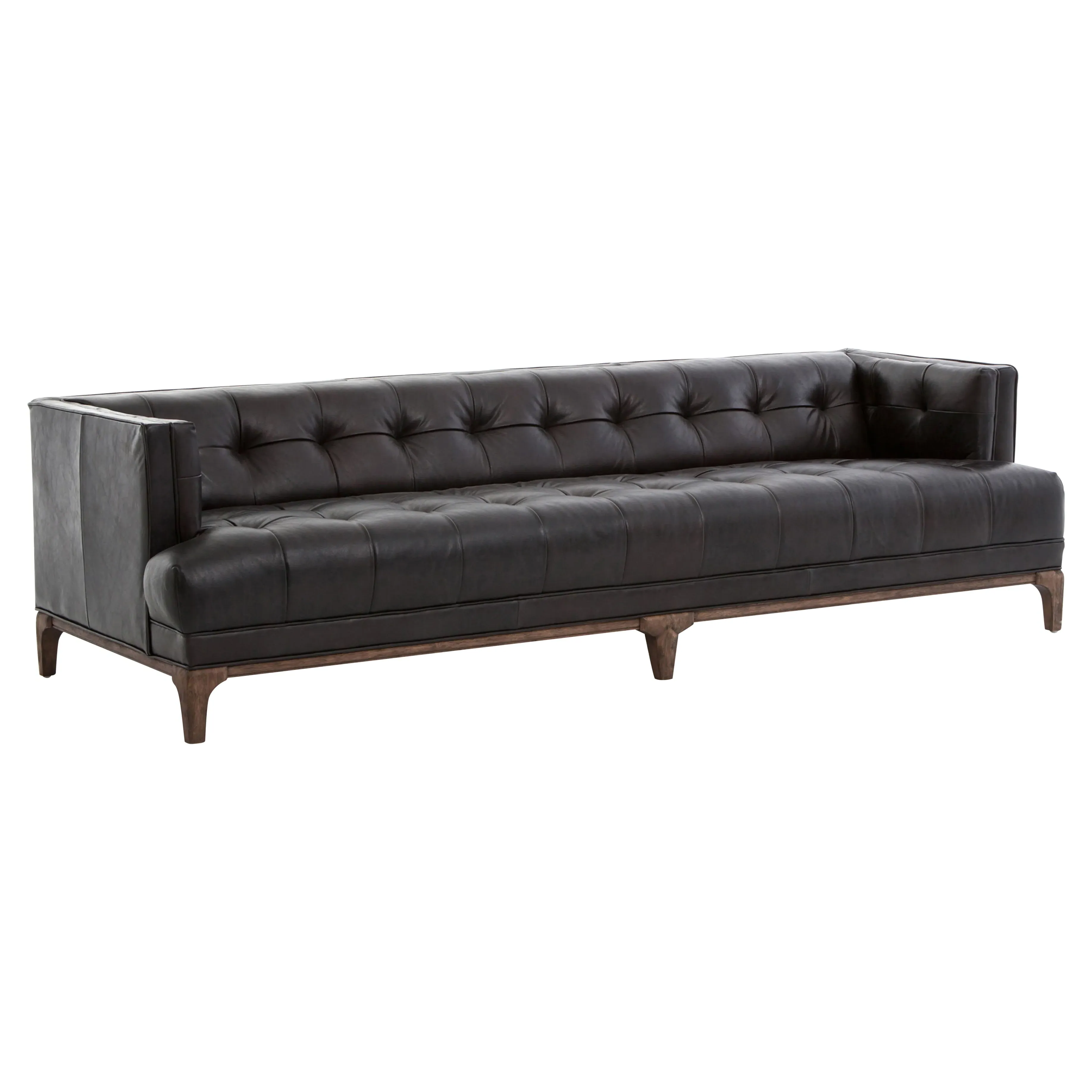 Allen 3-Seater Tufted Sofa - Black, Leather