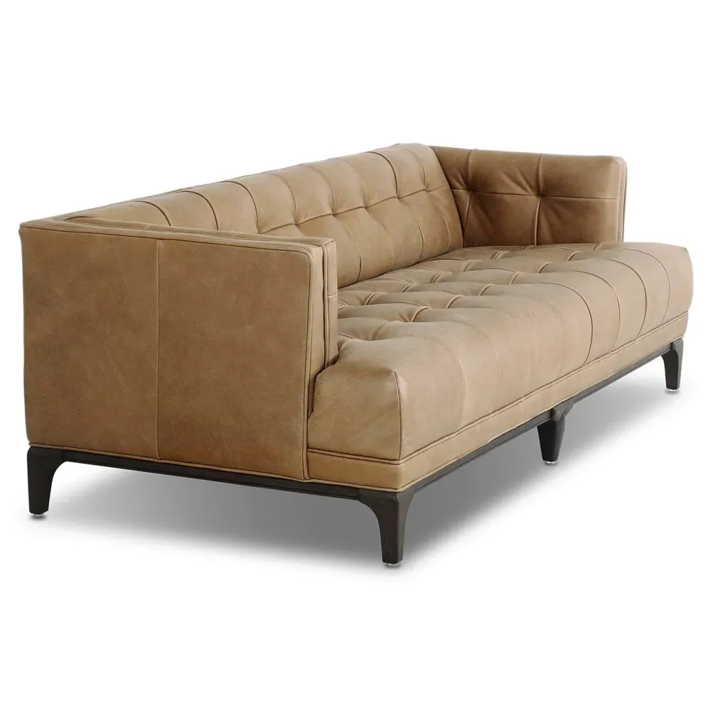Allen 3-Seater Tufted Sofa - Brown, Leather