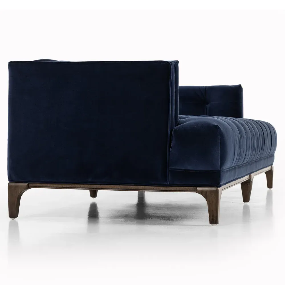 Allen 3-Seater Tufted Sofa - Navy Blue, Velvet