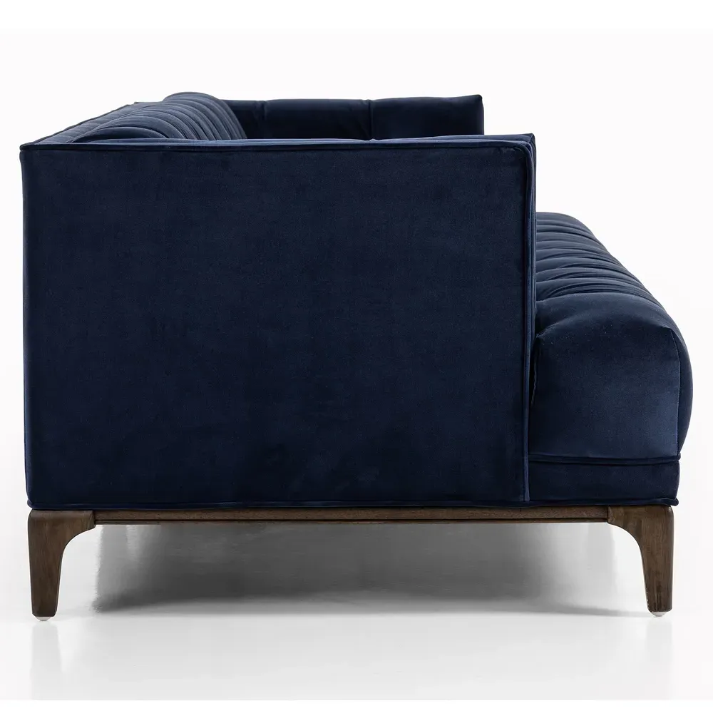 Allen 3-Seater Tufted Sofa - Navy Blue, Velvet