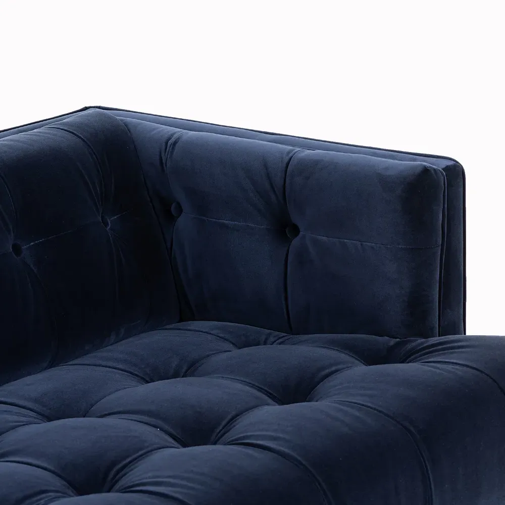 Allen 3-Seater Tufted Sofa - Navy Blue, Velvet