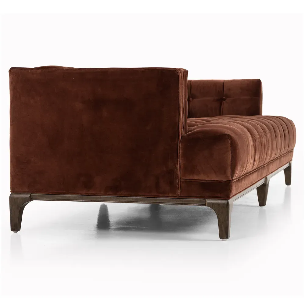 Allen 3-Seater Tufted Sofa - Orange, Velvet