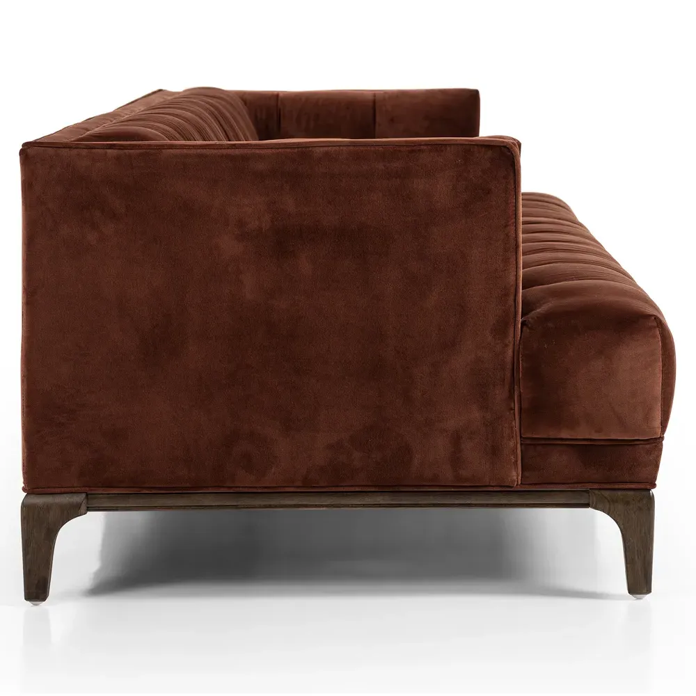 Allen 3-Seater Tufted Sofa - Orange, Velvet