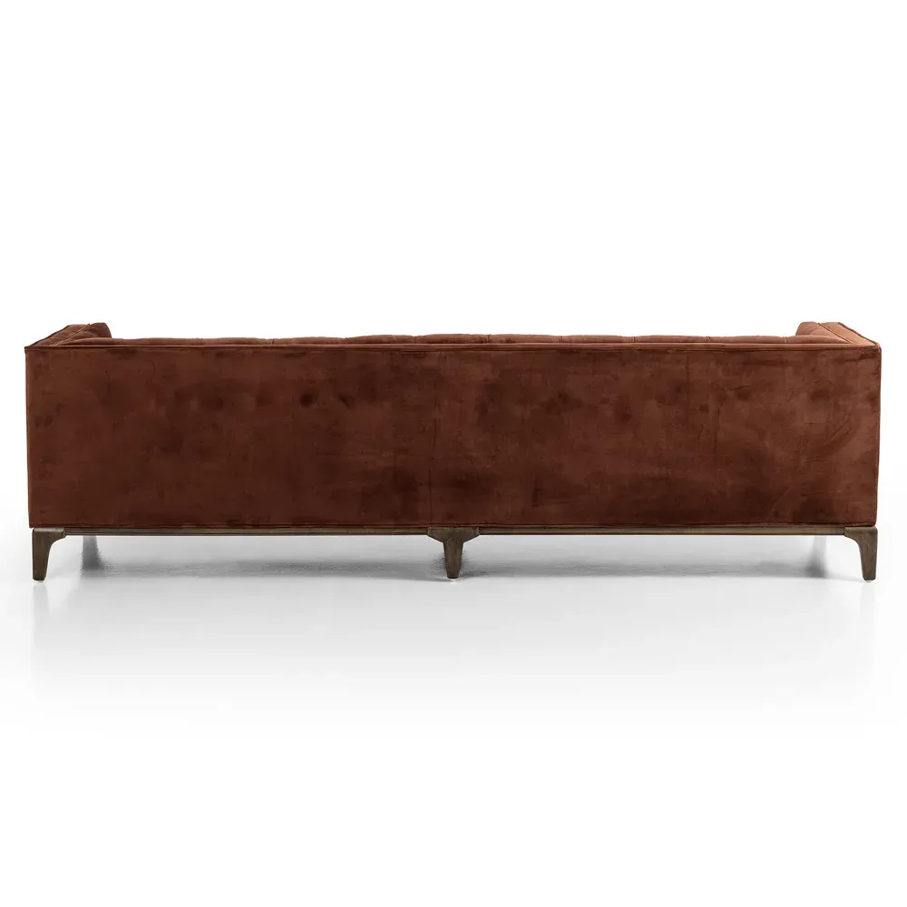 Allen 3-Seater Tufted Sofa - Orange, Velvet