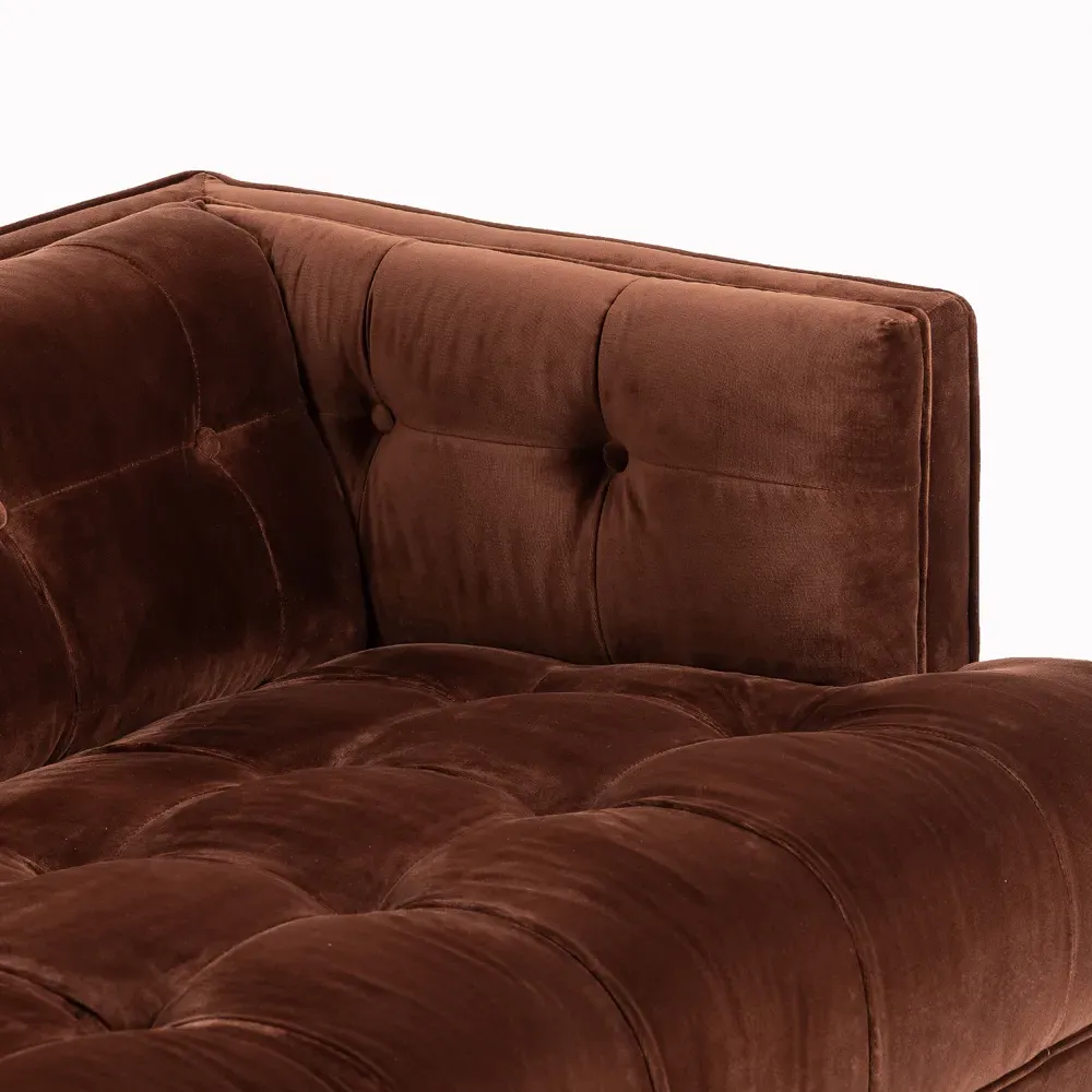 Allen 3-Seater Tufted Sofa - Orange, Velvet