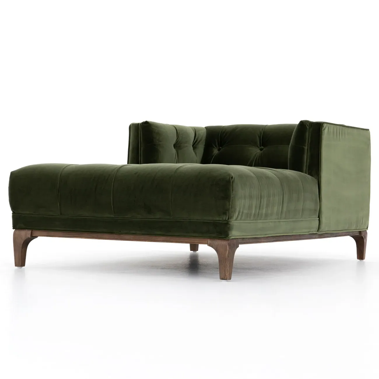 Allen Button Tufted Chaise Lounge - Green, Velvet