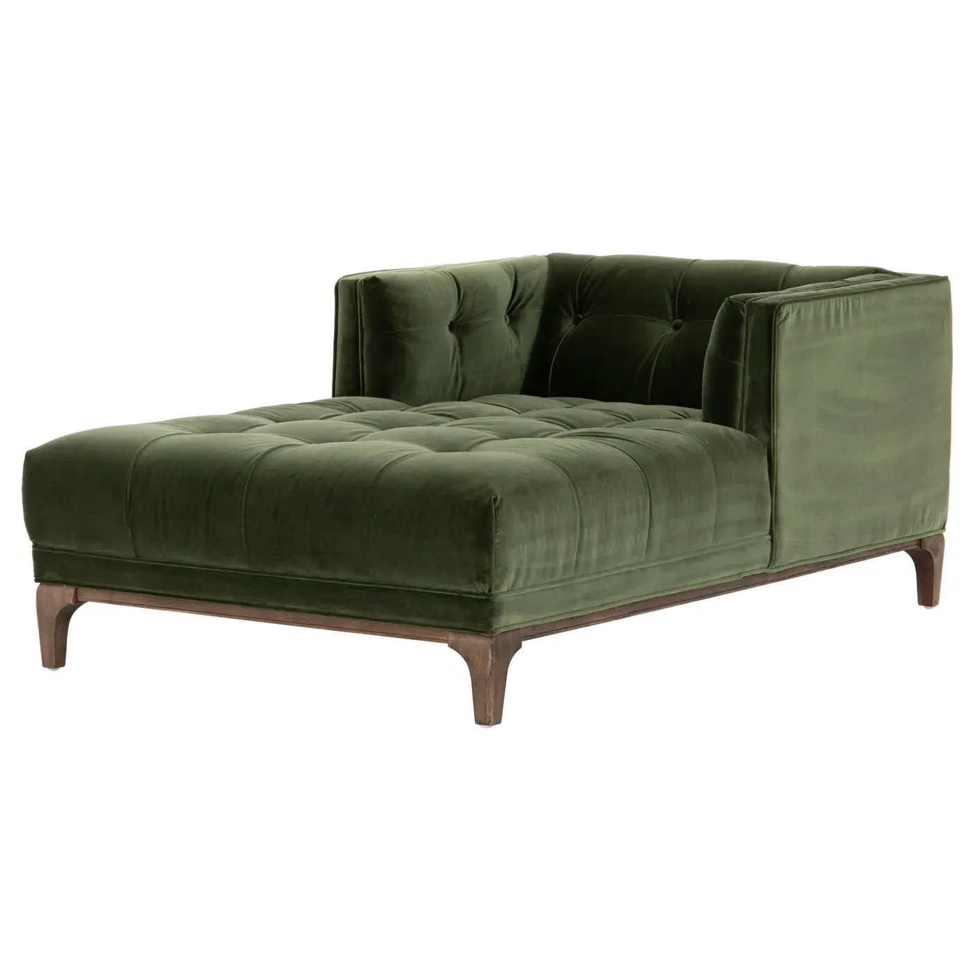 Allen Button Tufted Chaise Lounge - Green, Velvet image