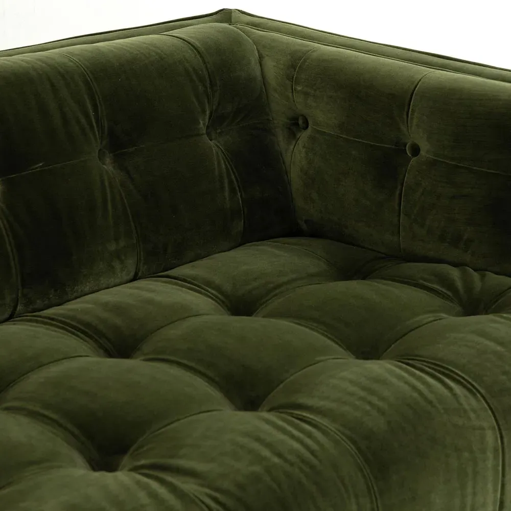 Allen Button Tufted Sofa - Green, Velvet