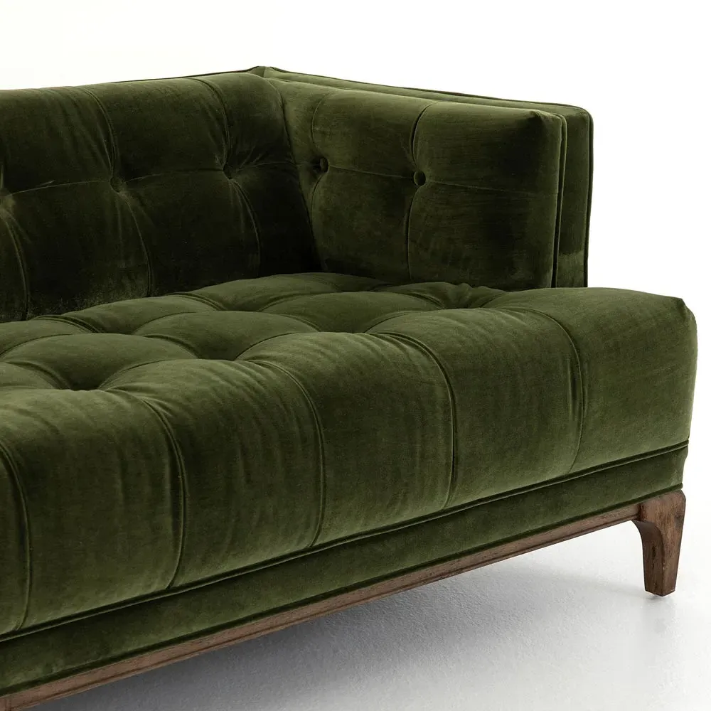 Allen Button Tufted Sofa - Green, Velvet