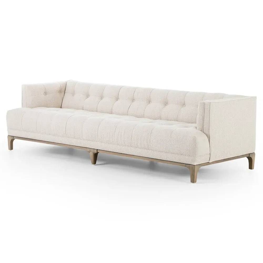Allen Button Tufted Sofa - Taupe, Performance Fabric