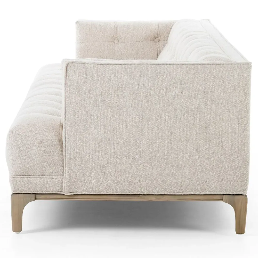 Allen Button Tufted Sofa - Taupe, Performance Fabric