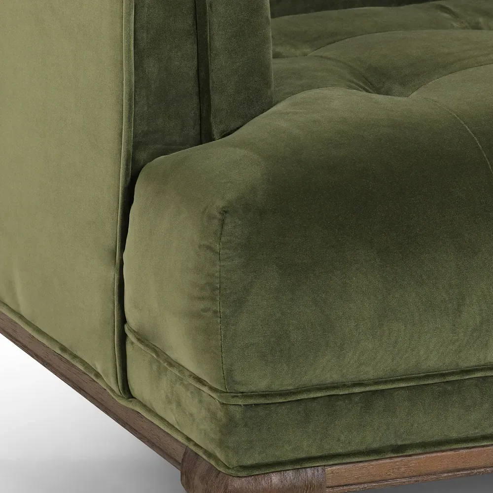 Allen Tufted Arm Chair - Green, Velvet