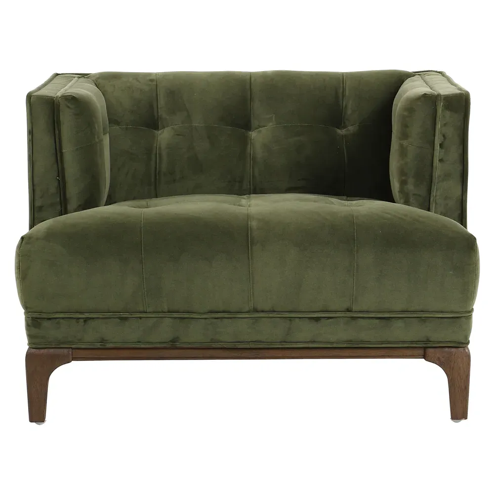Allen Tufted Arm Chair - Green, Velvet
